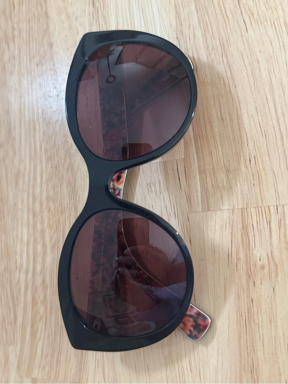 Dolce & Gabbana Women's Black Oversized Sunglasses with Brown Lenses